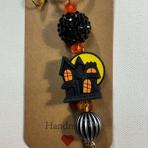 Handmade Halloween Haunted House- Black and Orange Keychain/Purse Charm